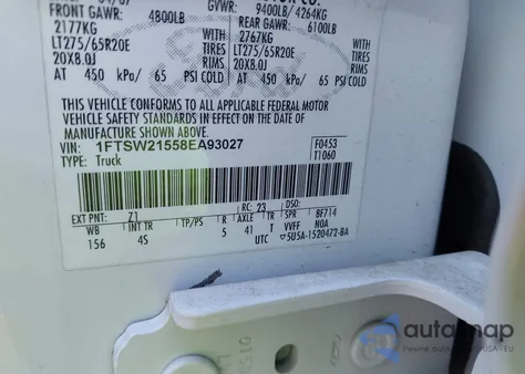 2008 Ford F-250 Fx4/King Ranch/Lariat/Xl/Xlt from USA, damaged, VIN 1FTSW21558EA93027